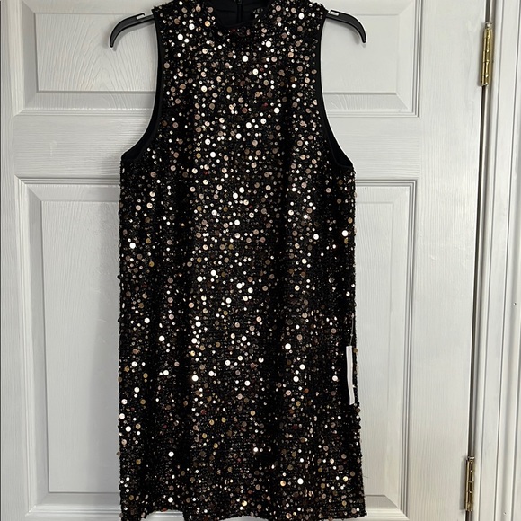 Sequin Black Mini Dress (Size: 10) - Picture 3 of 7